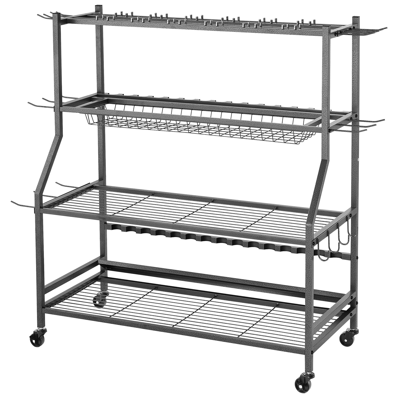 15 Pole Fishing Rod Holder Fishing Rack Cart Organizer With Wheels For Garage_maomaolike.com